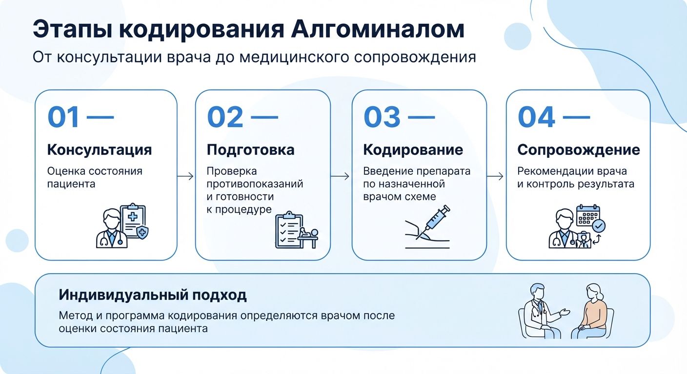 Кодирование препаратом «Алгоминал» в Лихославле инфографика